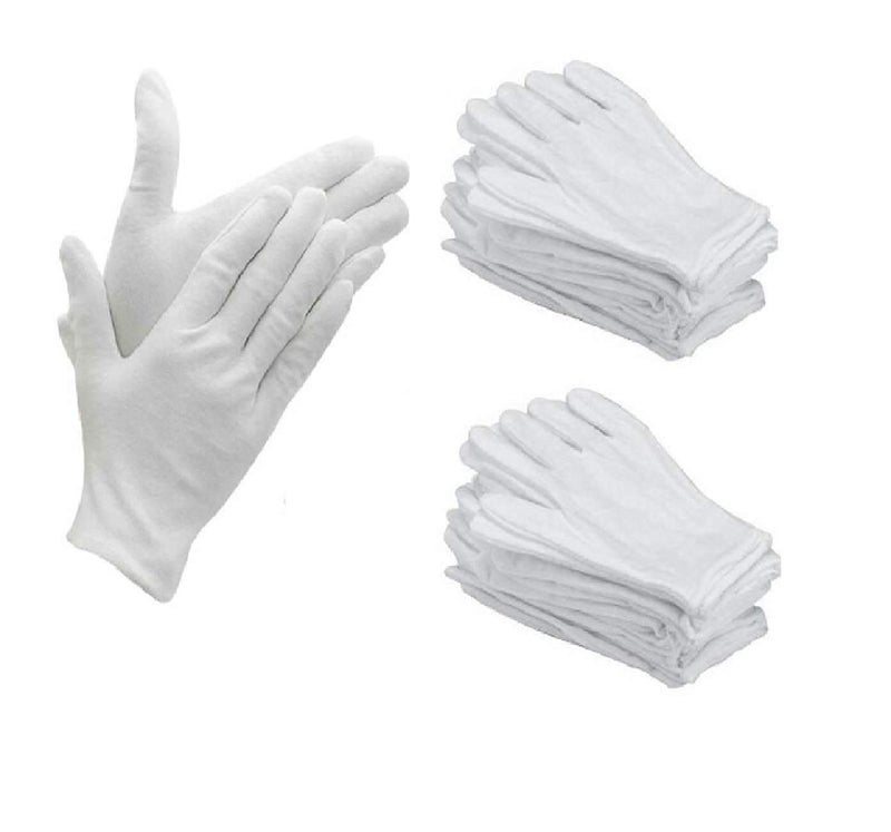 BRUSH HOUSE White Universal Disposable Cotton Hand Gloves Pack of 100 Hand Protection Gloves Cotton Gloves for Industrial Use Cleaning Gloves Food Handling Gloves Protective Gloves Work Gloves Safety Gloves - Image 1