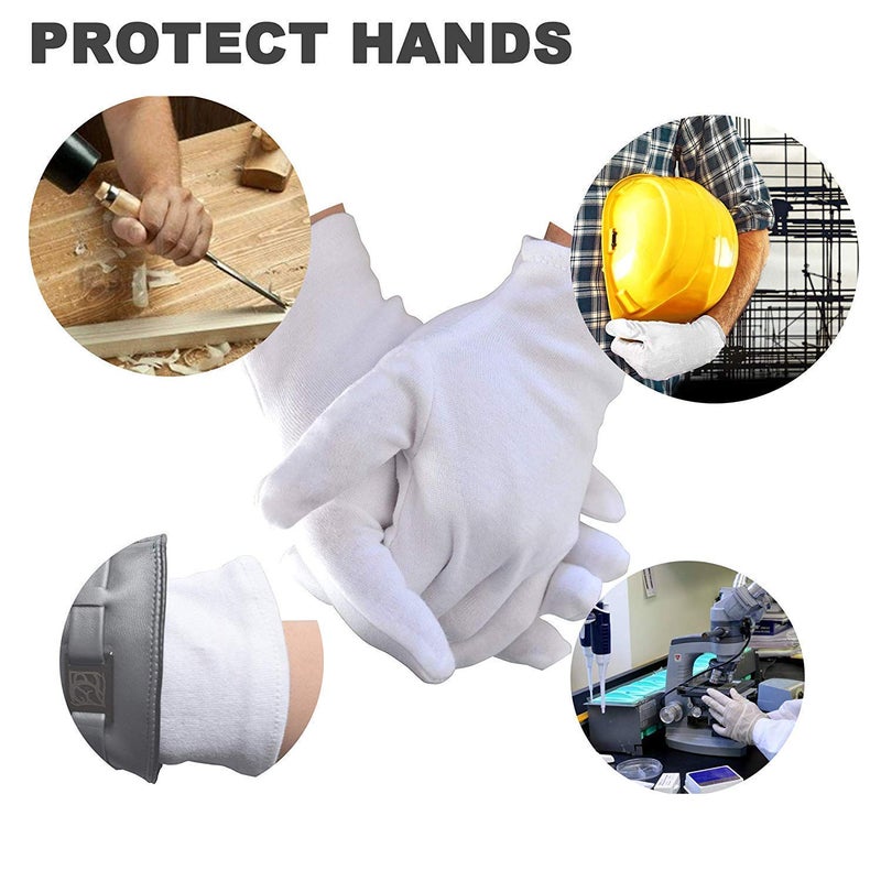 BRUSH HOUSE White Universal Disposable Cotton Hand Gloves Pack of 100 Hand Protection Gloves Cotton Gloves for Industrial Use Cleaning Gloves Food Handling Gloves Protective Gloves Work Gloves Safety Gloves - Image 3