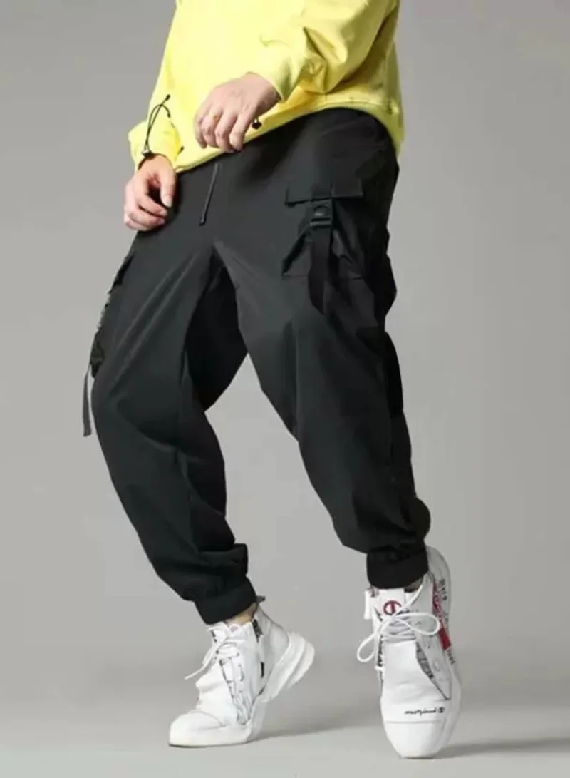 Maniac  Maniac Solid Mens Black Loose Fit Polyester Cargo Trackpant for Men | Best Price UAE