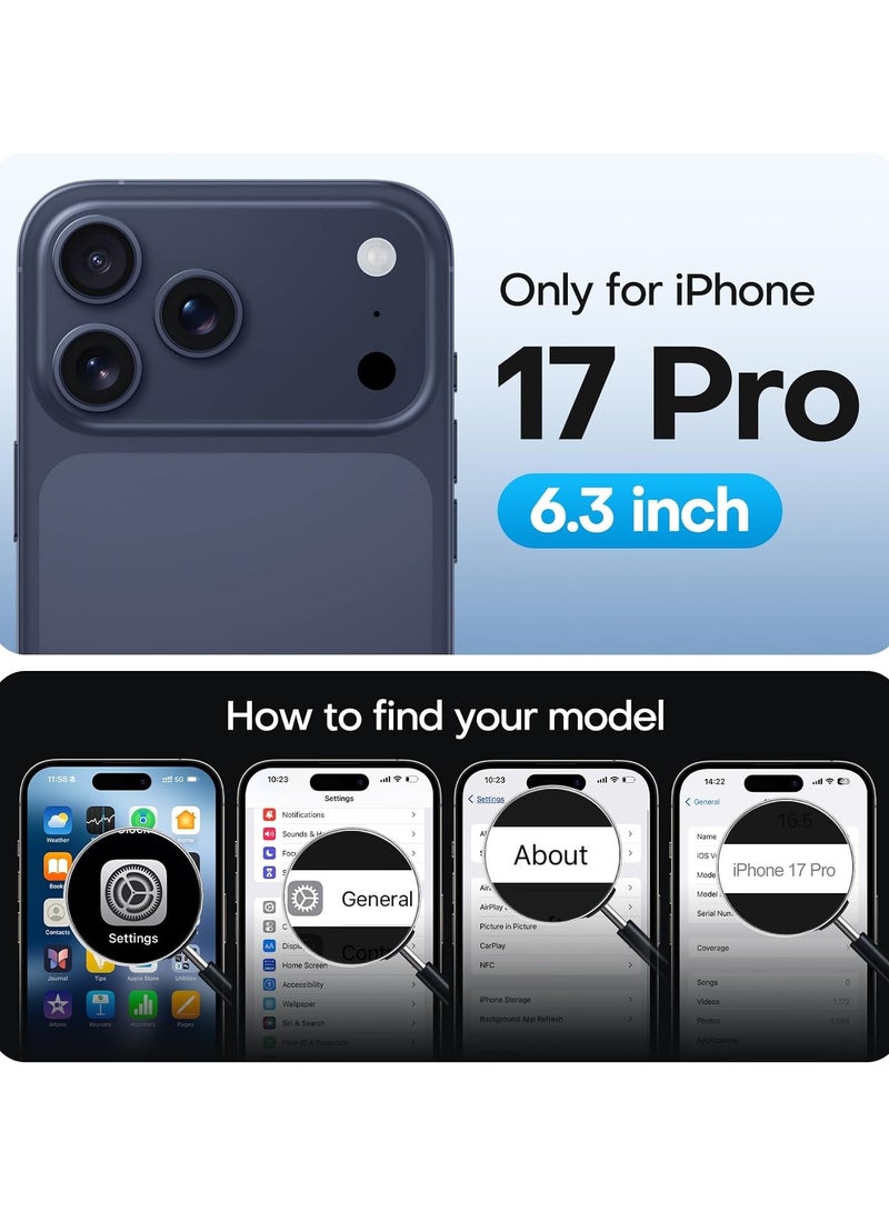 ملبوس حافظة iPhone 17 Pro متوافقة مع ميغسيف لحماية عدسة الكاميرا مع زجاج مقسى بدقة عالية 9D. غطاء حماية مقاوم للاصفرار من الصدمات لحافظة iPhone 17 Pro بحجم 6.3 بوصة. - Image 2