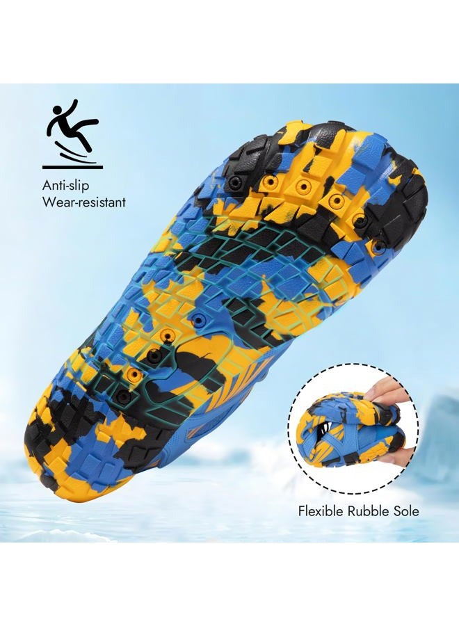 ATHMILE Water Shoes for Women Men Wide Toe Non-Slip Barefoot Aqua Beach Shoes Quick-Dry for Swimming Kayaking Lake Pool River Hiking Surfing Boating Fishing Diving Cruise Ship Essentials Blue, Blue, - Image 4