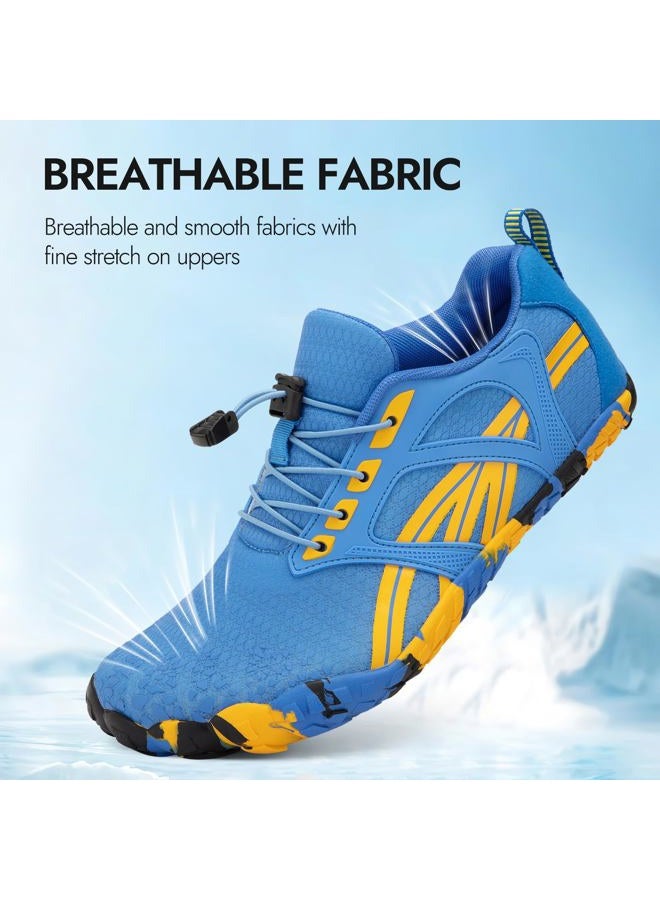 ATHMILE Water Shoes for Women Men Wide Toe Non-Slip Barefoot Aqua Beach Shoes Quick-Dry for Swimming Kayaking Lake Pool River Hiking Surfing Boating Fishing Diving Cruise Ship Essentials Blue, Blue, - Image 3