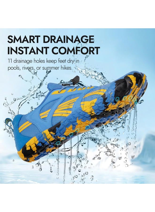 ATHMILE Water Shoes for Women Men Wide Toe Non-Slip Barefoot Aqua Beach Shoes Quick-Dry for Swimming Kayaking Lake Pool River Hiking Surfing Boating Fishing Diving Cruise Ship Essentials Blue, Blue, - Image 5