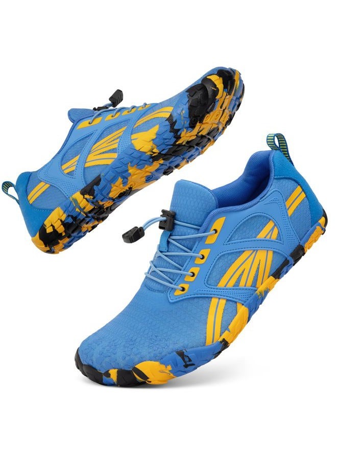 ATHMILE Water Shoes for Women Men Wide Toe Non-Slip Barefoot Aqua Beach Shoes Quick-Dry for Swimming Kayaking Lake Pool River Hiking Surfing Boating Fishing Diving Cruise Ship Essentials Blue, Blue, - Image 1
