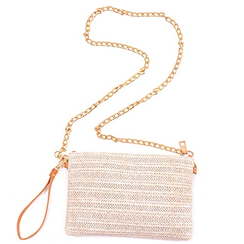 Beurlike Straw Clutch Purses for Women Beach Wristlet Wallet Small Cross body bag for Girls(Beige) - Image 4