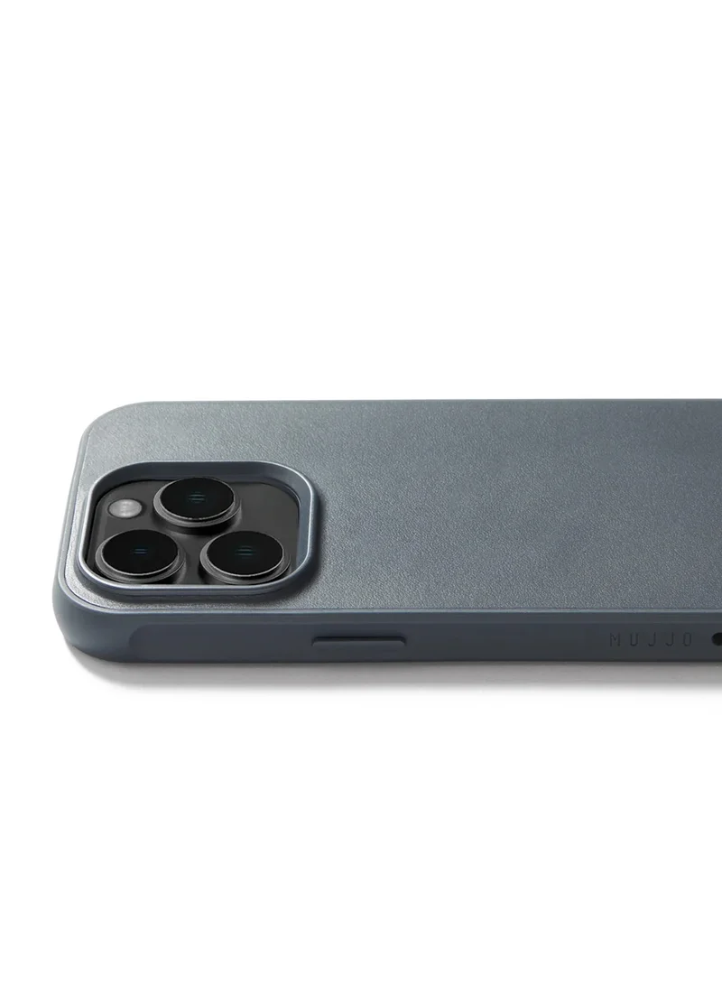 Mujjo Mujjo Leather Case for iPhone 15 Pro - Leather Case, MagSafe Compatible, Premium European Leather, Slim & Stylish Profile, Enhanced Phone & Camera Lens Protection, Recycled Materials (Steel Blue)
