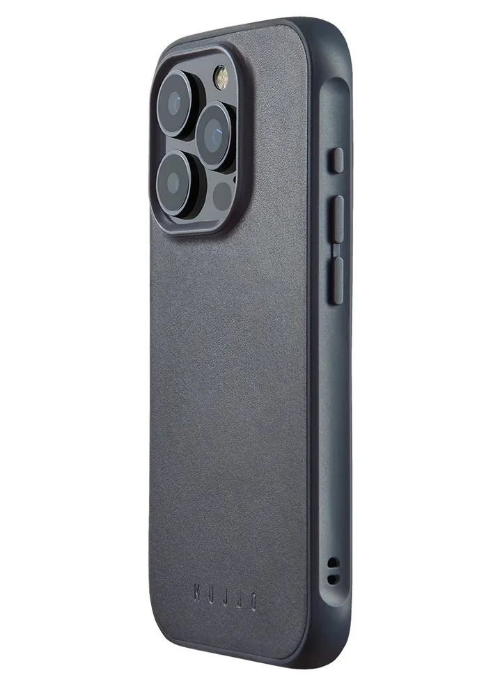 Mujjo Mujjo Leather Case for iPhone 15 Pro - Leather Case, MagSafe Compatible, Premium European Leather, Slim & Stylish Profile, Enhanced Phone & Camera Lens Protection, Recycled Materials (Steel Blue)