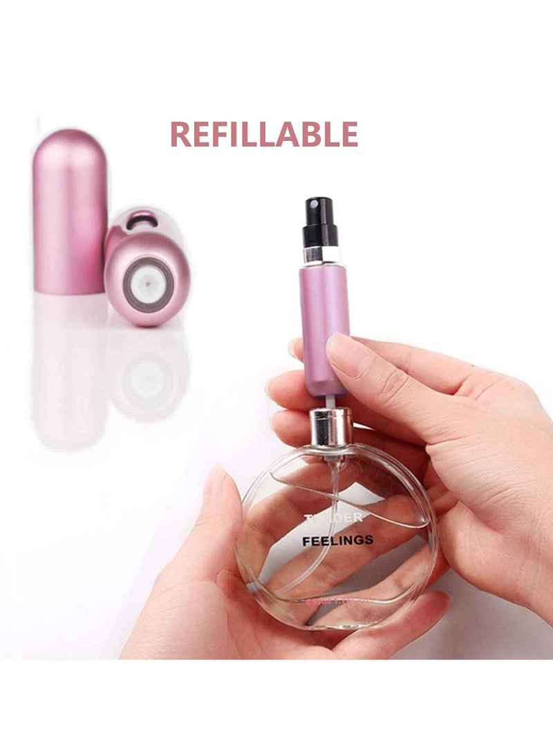 فيند عطر صغير محمول قابل لإعادة التعبئة ، زجاجة عطر بخاخة سعة 5 مل ، بخاخ عطر بخاخ عطري قابل لإعادة الملء ، علبة مضخة رائحة للسفر والخارج (عبوة من 3 قطع) بنفسجي ، وردي ، فضي - Image 3