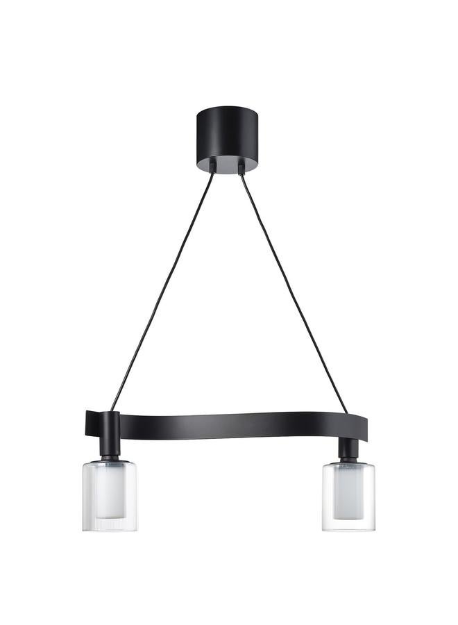 erorex Pendant Lamp With Light Bulb, Wave Shaped Black/Cylinder Striped - Image 1