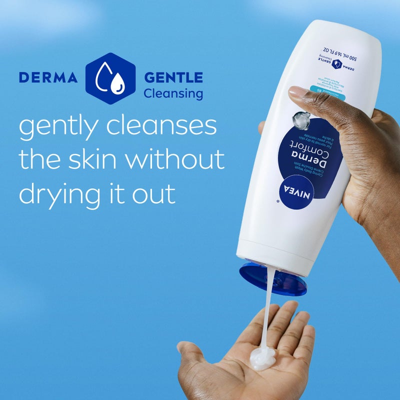 NIVEA Derma Comfort Caring Body Wash for Normal to Dry Skin, Body Wash with Hyaluronic Acid and Provitamin B5, 16.9 Fl Oz Bottle, Pack of 3 - Image 4