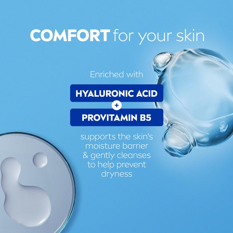 NIVEA Derma Comfort Caring Body Wash for Normal to Dry Skin, Body Wash with Hyaluronic Acid and Provitamin B5, 16.9 Fl Oz Bottle, Pack of 3 - Image 5
