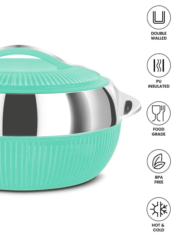A TO Z Lavenna Feasta Large Insulated Hot Pot – 6500ml, Double-Walled Stainless Steel, PU Insulated Casserole, BPA-Free, Food Safe, Keeps Food Hot & Fresh for Hours, Easy Carry Handle, Elegant Design – Mint Green - Image 4