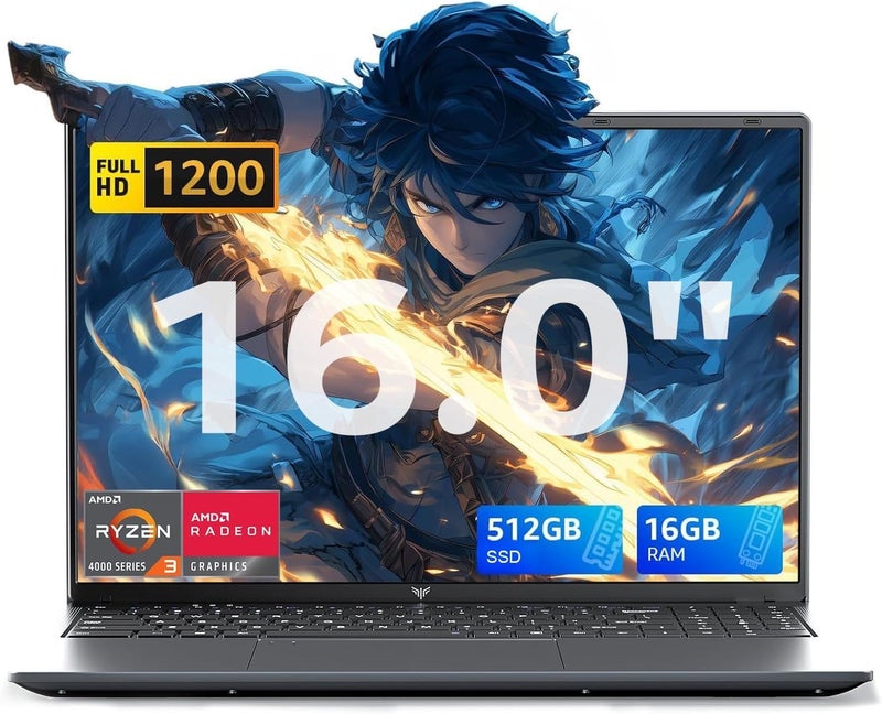 16" New Laptop Ryzen 3 4300U up to 3,7 GHz (Beat N95/N150/3500U/3200U) 16GB RAM 512GB SSD Expansión 2TB Laptop Computer, Windοws 11 Laptop, 1920P FHD Display, WiFi 6, USB3.2, Type_C - Image 1