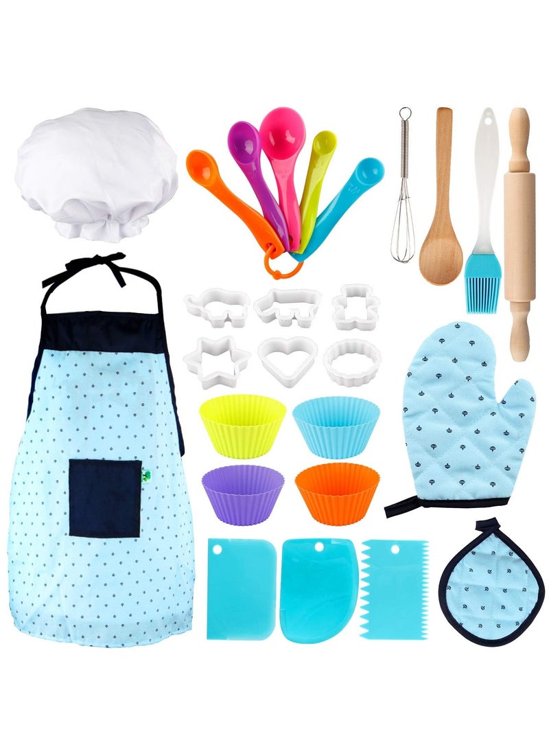 SYOSI SYOSI Cooking and Baking Set for Kids, Kids' Chef Role Play Costume Set, Toddler Chef Hat Apron Dress Up with Apron, Chef Hat, Mitt, Cookie Cutters and Utensil for Kids Aged 3+ Years - Image 1