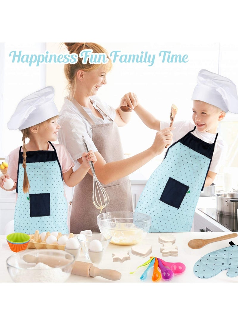 SYOSI SYOSI Cooking and Baking Set for Kids, Kids' Chef Role Play Costume Set, Toddler Chef Hat Apron Dress Up with Apron, Chef Hat, Mitt, Cookie Cutters and Utensil for Kids Aged 3+ Years - Image 3