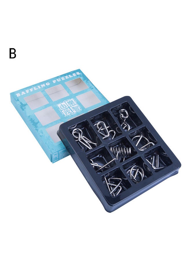 NIBEMINENT 9-Piece Metal Wire IQ Brain Teaser Puzzles Set - Image 1