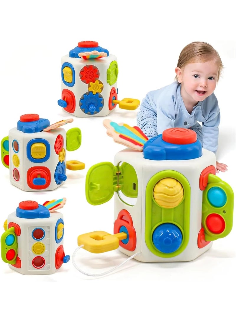 يونيكبيبي لعبة مكعب الأنشطة التعليمية للأطفال، لوحة حسية متعددة الوظائف، مكعب تفاعلي لتنمية المهارات الحركية الدقيقة، لعبة تعليمية آمنة وخفيفة مناسبة للسفر، بألوان متعددة - Image 1