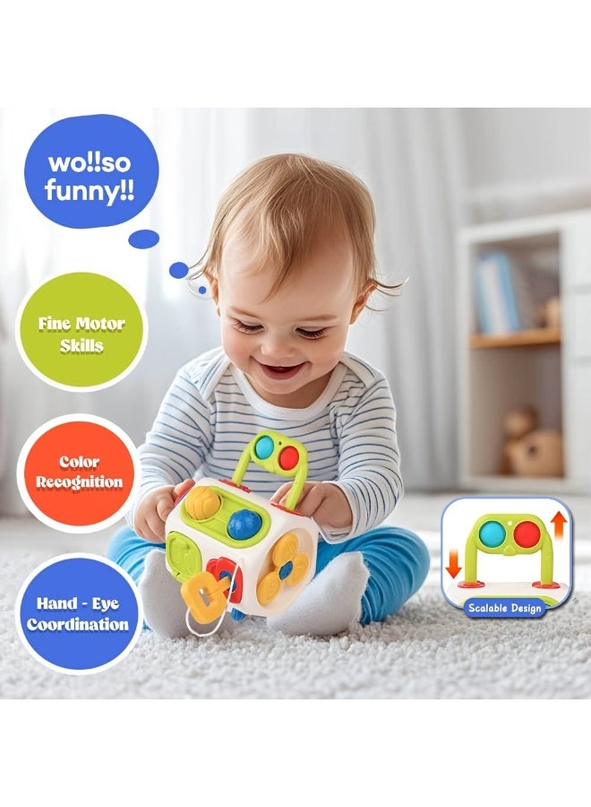 يونيكبيبي لعبة مكعب الأنشطة التعليمية للأطفال، لوحة حسية متعددة الوظائف، مكعب تفاعلي لتنمية المهارات الحركية الدقيقة، لعبة تعليمية آمنة وخفيفة مناسبة للسفر، بألوان متعددة - Image 5