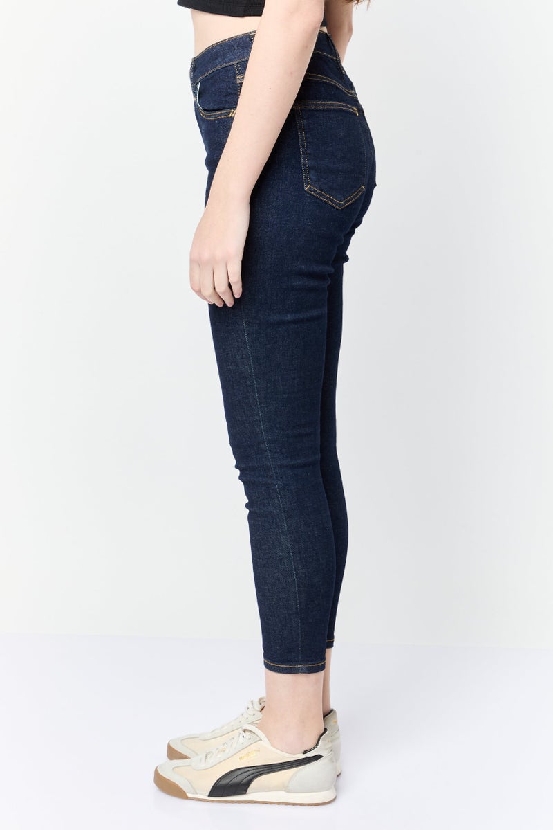 ESPRIT جينز نسائي ضيق عالي الخصر بقصة مستقيمة بدون مرونة، كحلي - Image 3