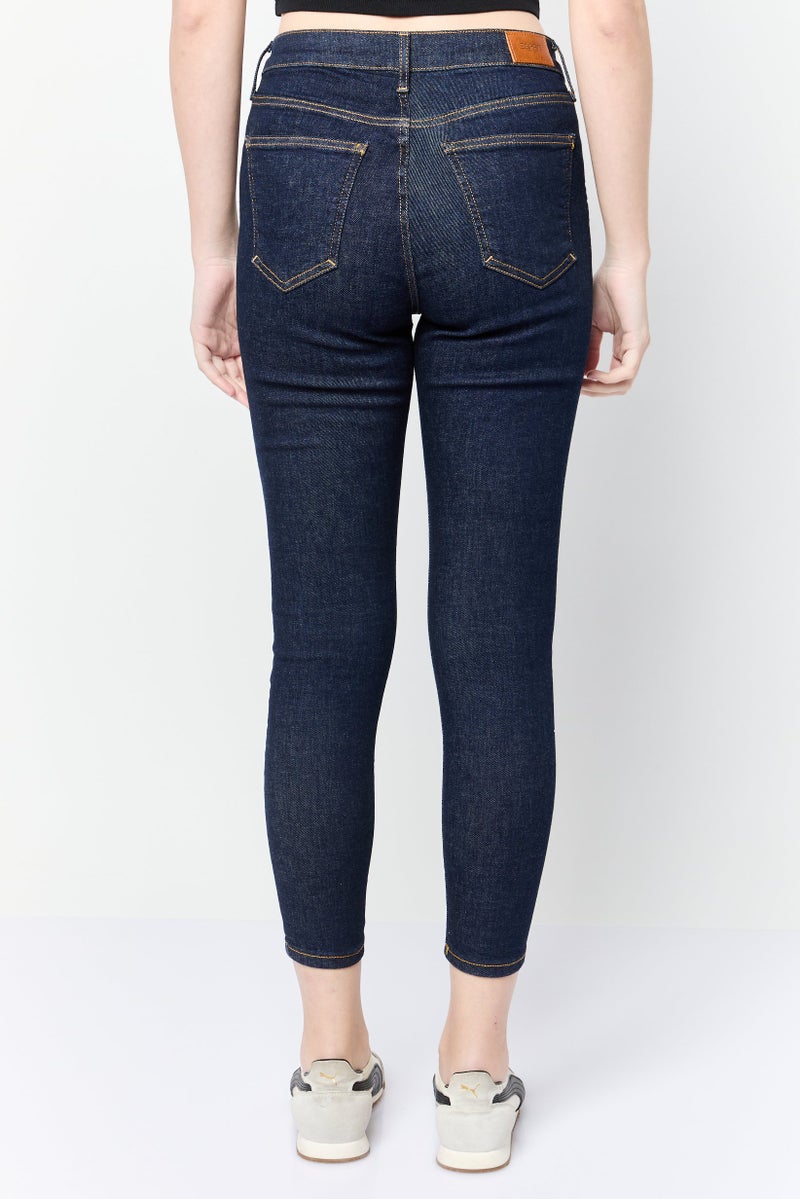 ESPRIT جينز نسائي ضيق عالي الخصر بقصة مستقيمة بدون مرونة، كحلي - Image 4