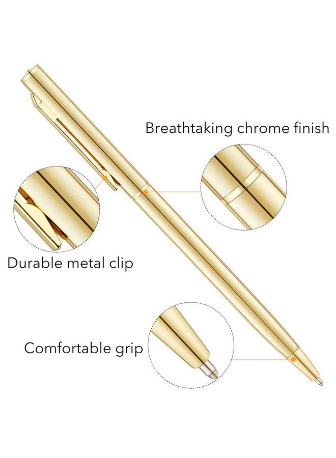 Unibene 6 Pack Gold Slim Ballpoint Pens Black Ink Medium Point(1 Mm), Nice Gift For Wedding Business Office Students Teachers Christmas - Image 4