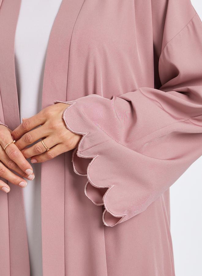 Styli Women Pink Embroidered Printed Hem Abaya - Image 4