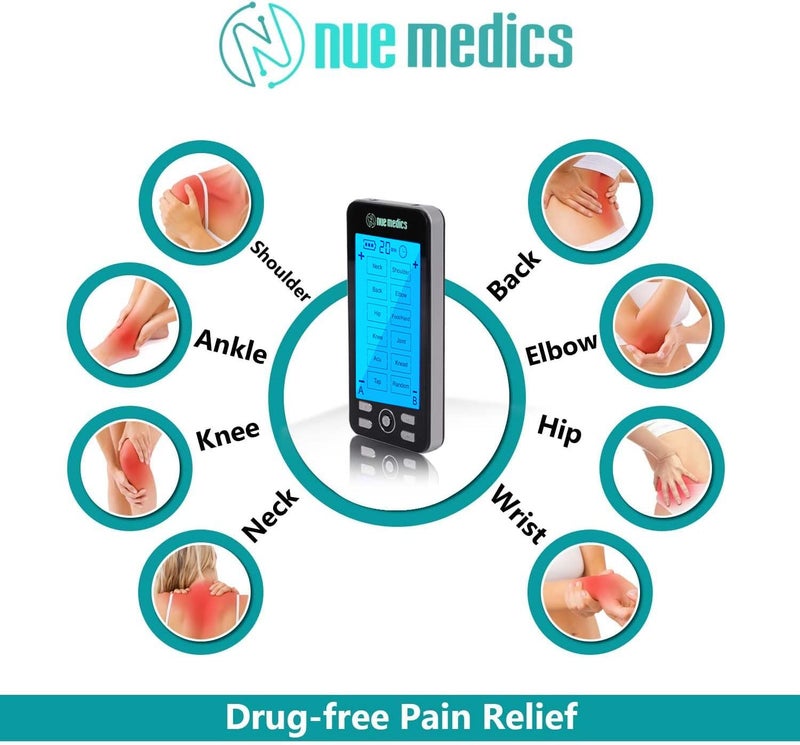 NueMedics Tens Unit Machine Pulse Massager for Pain Relief, 24 Massage Modes, Rechargeable Muscle Stimulator Device with 10 Pads - Image 3