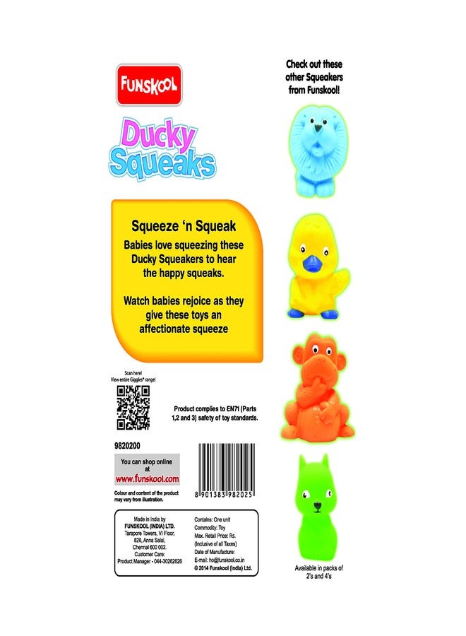 Giggles - Ducky Squeaks, Multicolour Animal Squeakers, Stimulates Senses, Natural squeaking Sound, 3 Months and Above, Infant Toys - Image 2