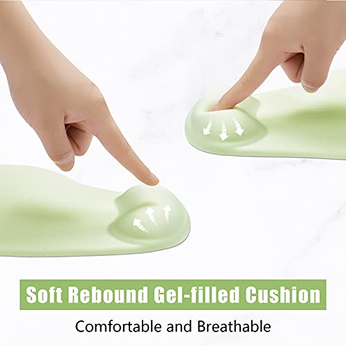 Hsurbtra Ergonomic Mouse Pad with Wrist Rest Support, Gel Mouse Pads with Non-Slip PU Base, Pain Relief Memory Foam Computer Mat, Cute Office Supplies Desk Decro Accessories, Lake Green - Image 3