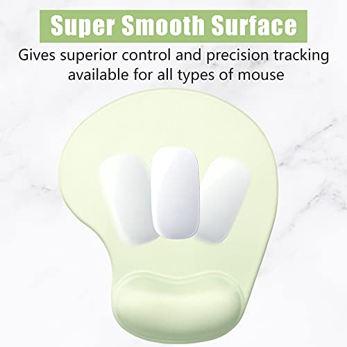 Hsurbtra Ergonomic Mouse Pad with Wrist Rest Support, Gel Mouse Pads with Non-Slip PU Base, Pain Relief Memory Foam Computer Mat, Cute Office Supplies Desk Decro Accessories, Lake Green - Image 4