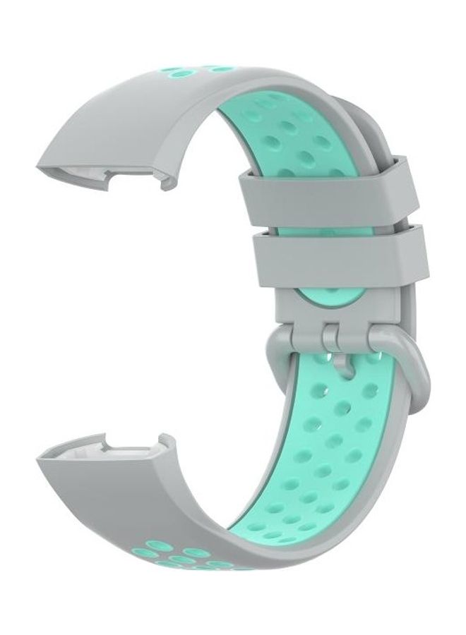 NIBEMINENT Two Colours Silicone Replacement Strap Watchband For Fitbit Charge 4/3/3 SE Watch Grey - Image 3