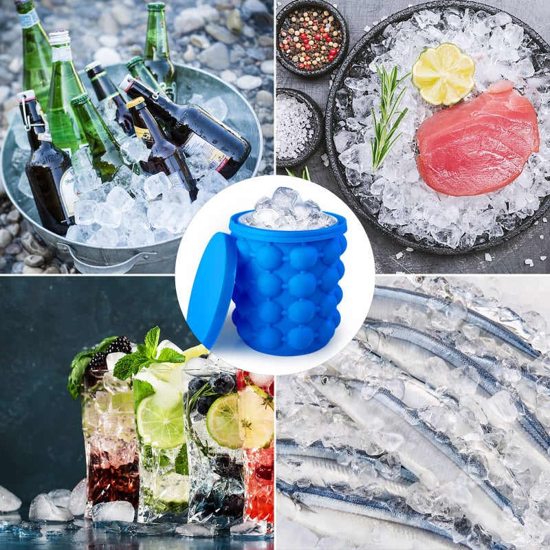 Aoutrow Ice Cube Mold, Silicone Ice Bucket Ice Cup with Lid (2 in 1), Press Type Easy-Release Ice Trays Ice Cube Maker for Frozen Cocktail, Whiskey, Beverages - Image 4