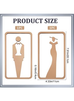 Generic Toilet Signs Restroom Identification Signs for Ladies and Gentlemen, No Drilling Self Adhesive Wall Stickers Symbol, for Business Restaurant Store Parking Restaurant (Golden)  - Image 2