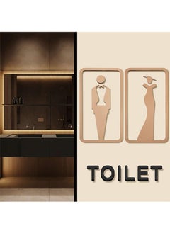 Generic Toilet Signs Restroom Identification Signs for Ladies and Gentlemen, No Drilling Self Adhesive Wall Stickers Symbol, for Business Restaurant Store Parking Restaurant (Golden)  - Image 4