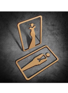 Generic Toilet Signs Restroom Identification Signs for Ladies and Gentlemen, No Drilling Self Adhesive Wall Stickers Symbol, for Business Restaurant Store Parking Restaurant (Golden)  - Image 3