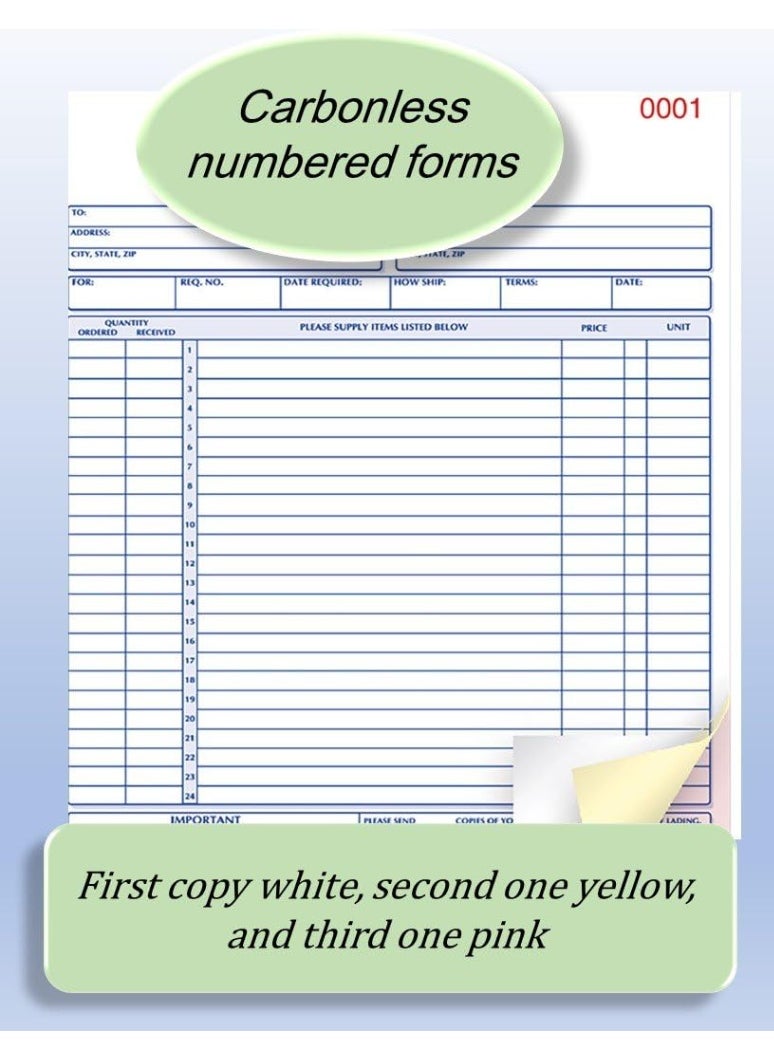 Rediform - Rediform 1L147 Purchase Order Book, 8 1/2 x 11, Letter, Three-Part Carbonless, 50 Sets/Book - Image 1