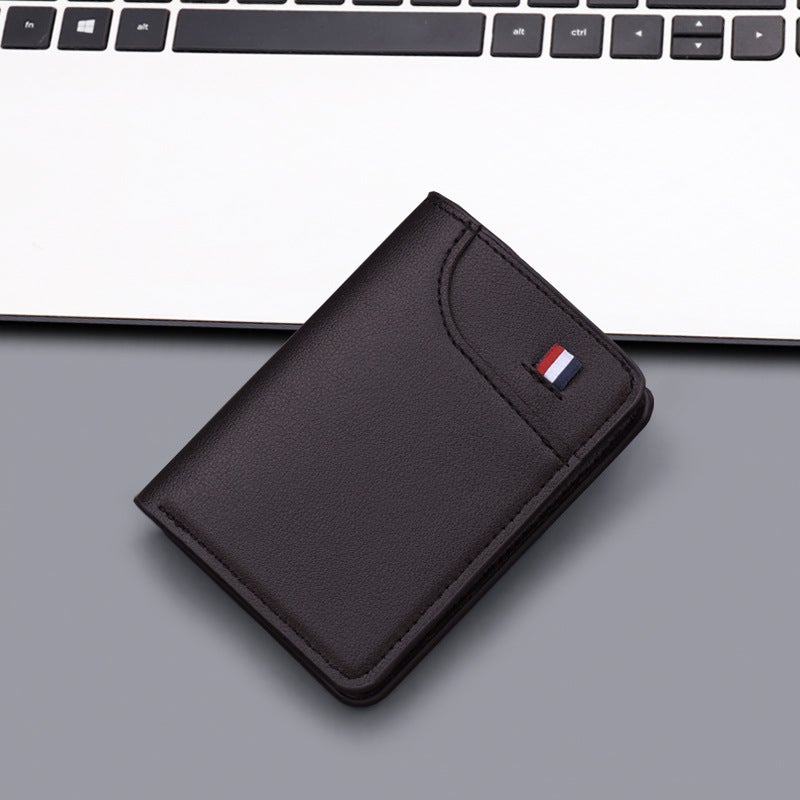 Slim Mens Leather Wallet Anti-Demag Minimalist118 Vertical Brown 118 Vertical Brown