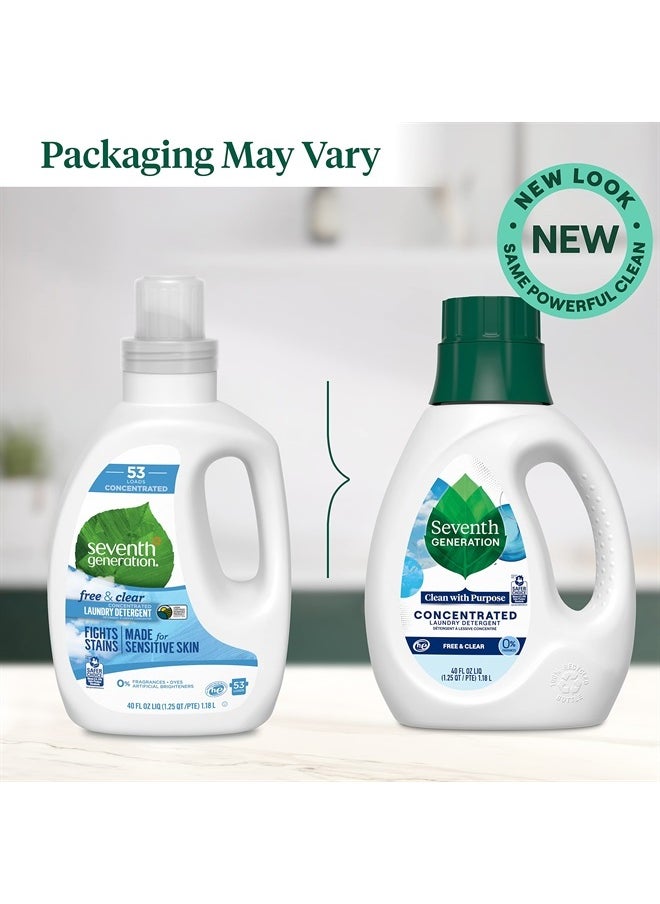 Seventh Generation Concentrated Laundry Detergent Liquid Free & Clear Fragrance Free 40 oz  - Image 2