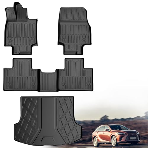 IKABEVEM Custom Fit Floor Mats & Cargo Liner for Lexus RX350/RX350h/RX500h 2023-2026 (Excludes RX450h+ PHEV), Heavy Duty TPE All-Weather Trunk Mat - Image 1