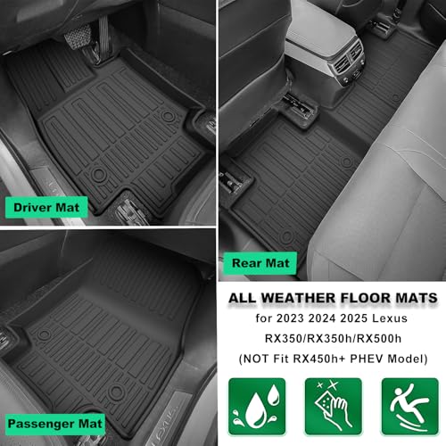 IKABEVEM Custom Fit Floor Mats & Cargo Liner for Lexus RX350/RX350h/RX500h 2023-2026 (Excludes RX450h+ PHEV), Heavy Duty TPE All-Weather Trunk Mat - Image 3