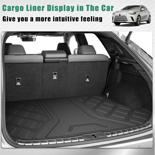 IKABEVEM Custom Fit Floor Mats & Cargo Liner for Lexus RX350/RX350h/RX500h 2023-2026 (Excludes RX450h+ PHEV), Heavy Duty TPE All-Weather Trunk Mat - Image 4