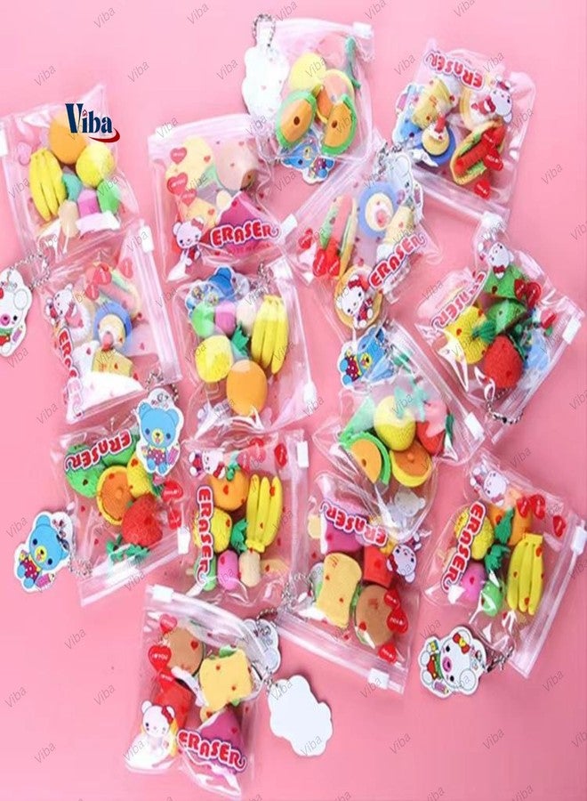 VIBA® Fruit Eraser Set for Kids (Pack of 4) | Cute Fruit Shaped Mini Erasers | Colorful Stationery for School, Return Gifts, Party Favors | Small Cartoon Erasers (Size 3cm) - Image 2
