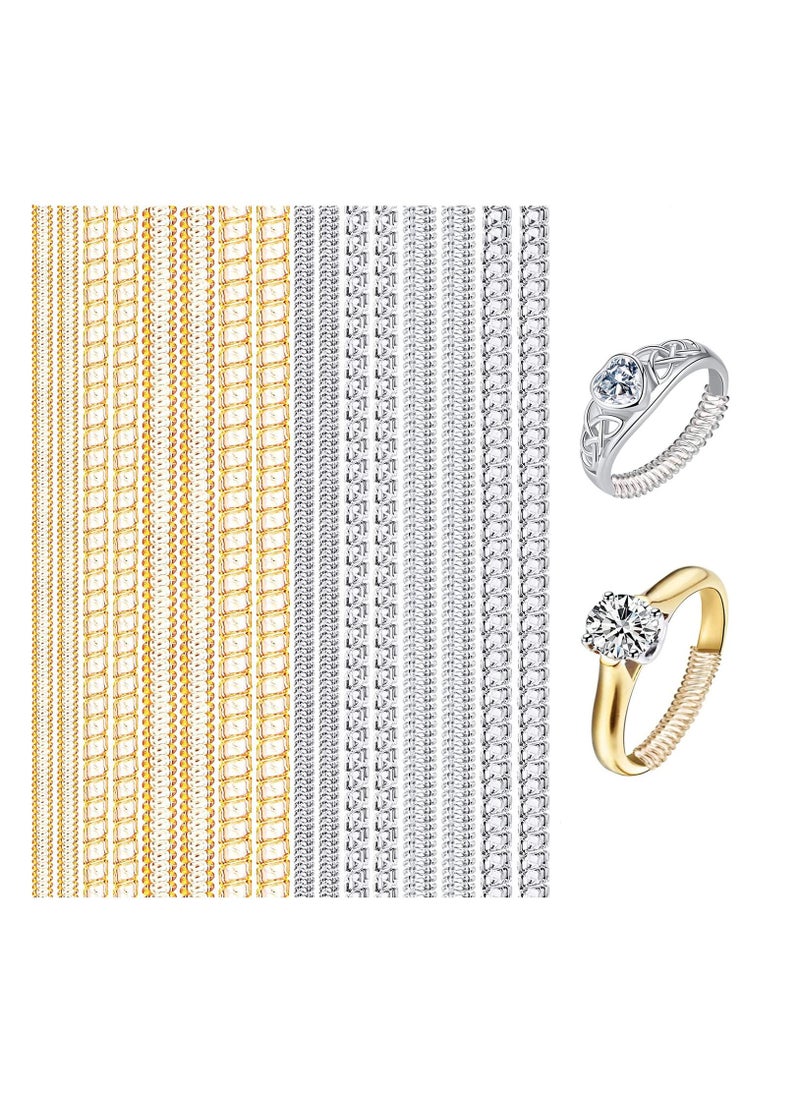 Generic - 16 Pieces Invisible Ring Size Adjusters with Jewelry Polishing Cloth (Transparent, Gold) - Image 1
