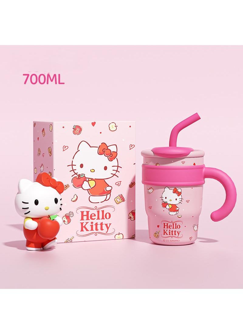 General - 700ml Tumbler Leak-Proof Coffee Mug With Handle Straw And Stanley Cup-Like Design Travel Mug Tumbler Cup Hello Kitty - Image 1