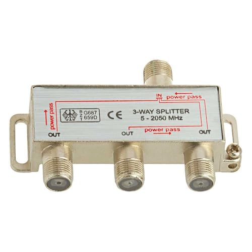 Cmple - 3 Way F-Type Splitter 2050MHz F Female to Female Coaxial Cable Distributor 2.05GHz Three Way Coax Antenna Сombiner Splitter for RG6, RG59, TV, Satellite, Modem - Image 2
