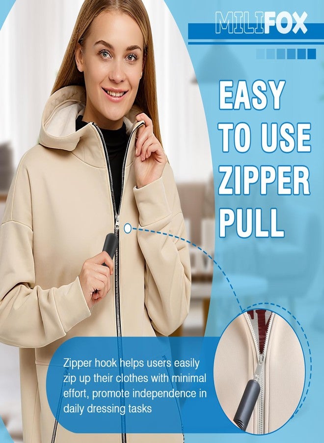 Milifox Button Hook for Seniors, Zipper Puller Helper & Shirt Button Helper Tool for Elderly, Arthritis, Zipper Assistant for Dresses, Lightweight Non-Slip One-Hand Zipper Aid Tool (1 Pack) - Image 2
