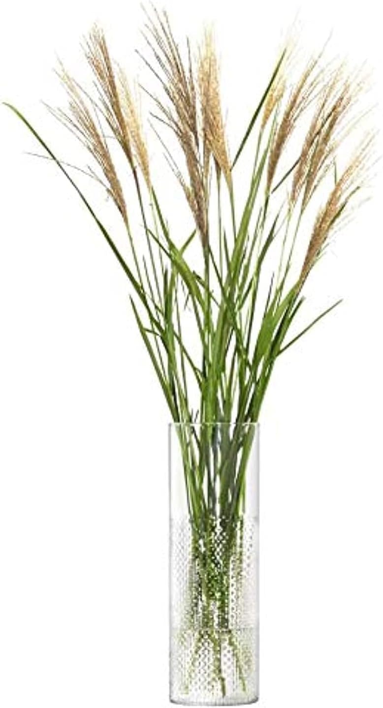 LSA Wicker Vase H40cm Clear Glass Cylinder Vase | Handmade Poland - Image 1