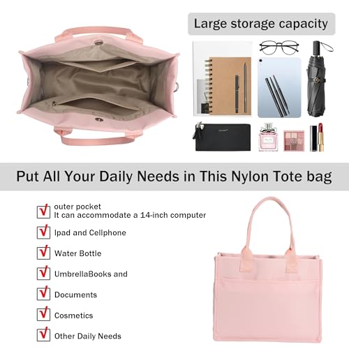 Chinllo Nylon Tote Bags for Women, Large Pockets Handbags Compartments Crossbody Bags Work Laptop Purse for Travel, Beach - Image 5