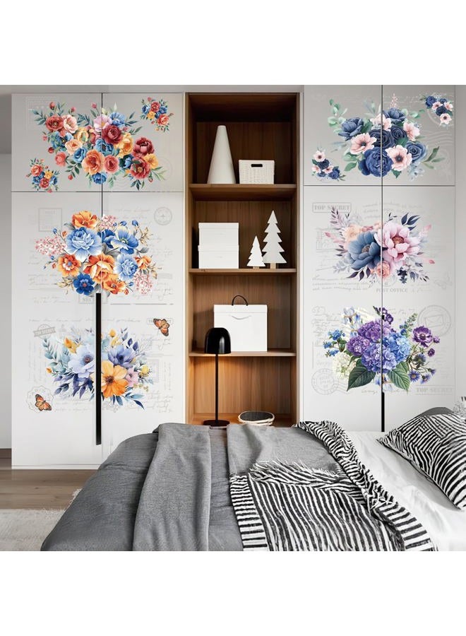 EoBeCy Blooming Floral Rub on Transfers for Furniture: 6 Pcs Large Vintage Flowers Rub on Transfers for Furniture, UV DTF Transfer Sticker Decals for Wood Glass Tables Home Office DIY Decor(8×12-in) - Image 3