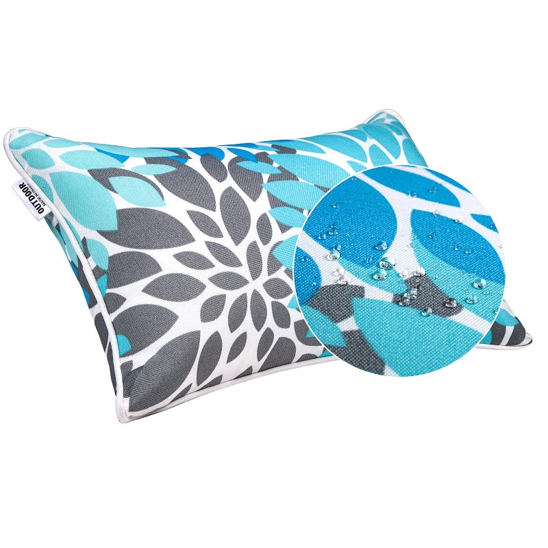 JMGBird Water-Resistant Outdoor Pillows Set of 2, 12x20 inch Durable Sky Blue Mandala Pattern Throw Pillows with Inserts for Patio Furniture - Image 2